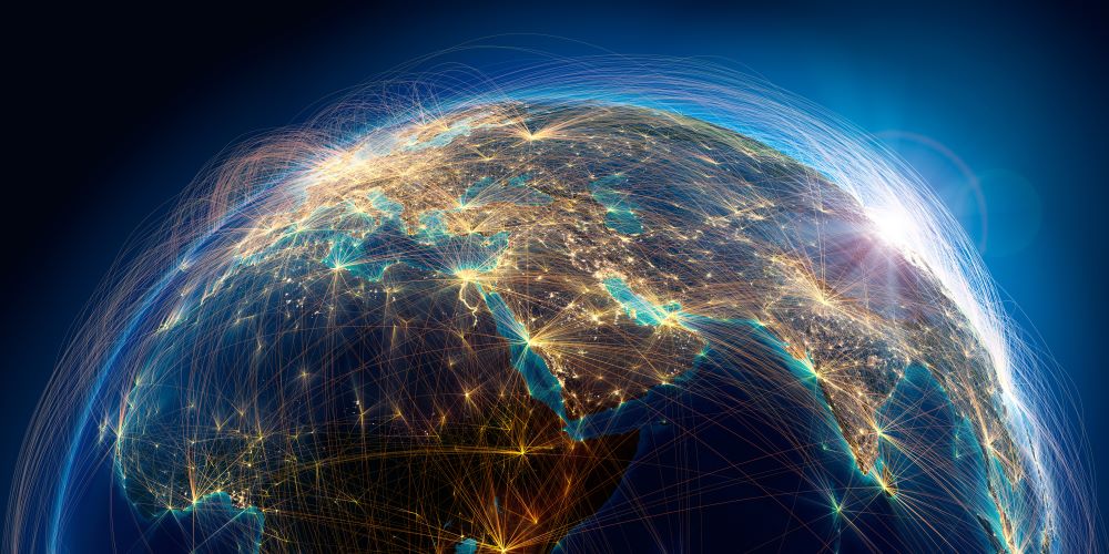 Boeing flight patterns across the globe.